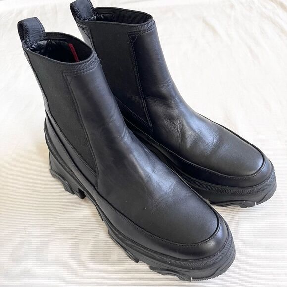 Sorel Womens Ankle Boot Chelsea Leather Waterproof Black Platform Chunky New 9.5 - Picture 7 of 8